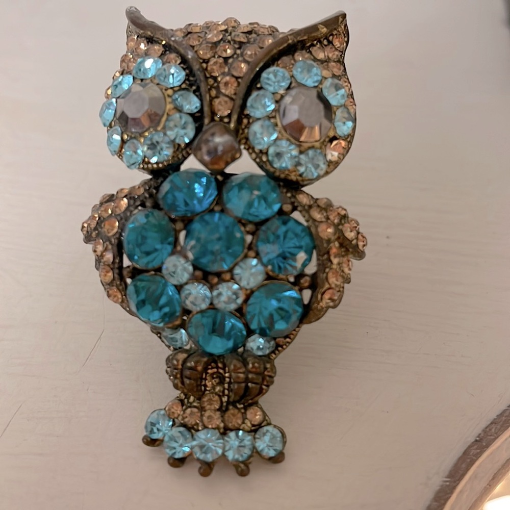 Rhinestone Owl Ring